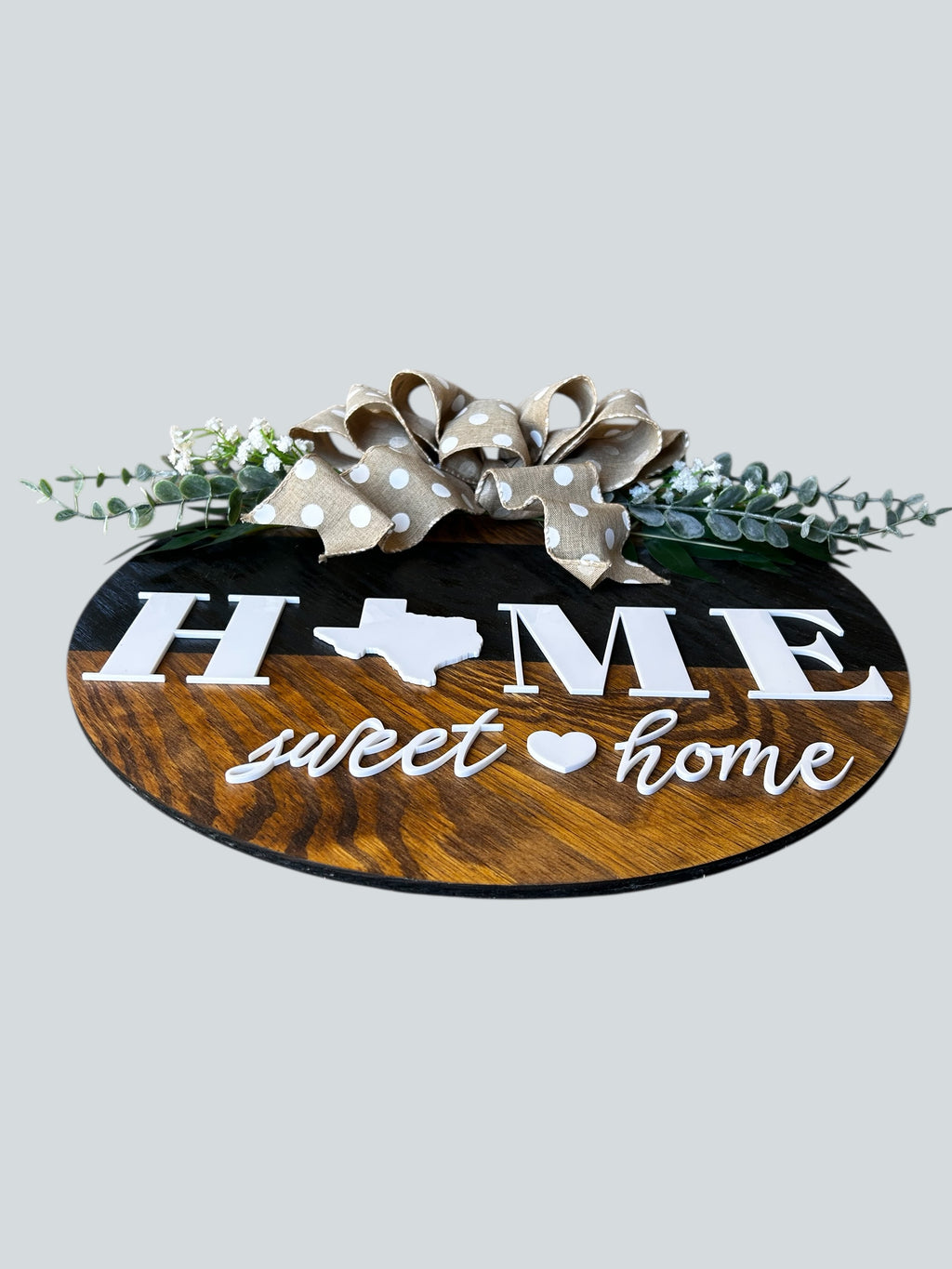 Texas Home Sweet Home Round Wood Door Hanger