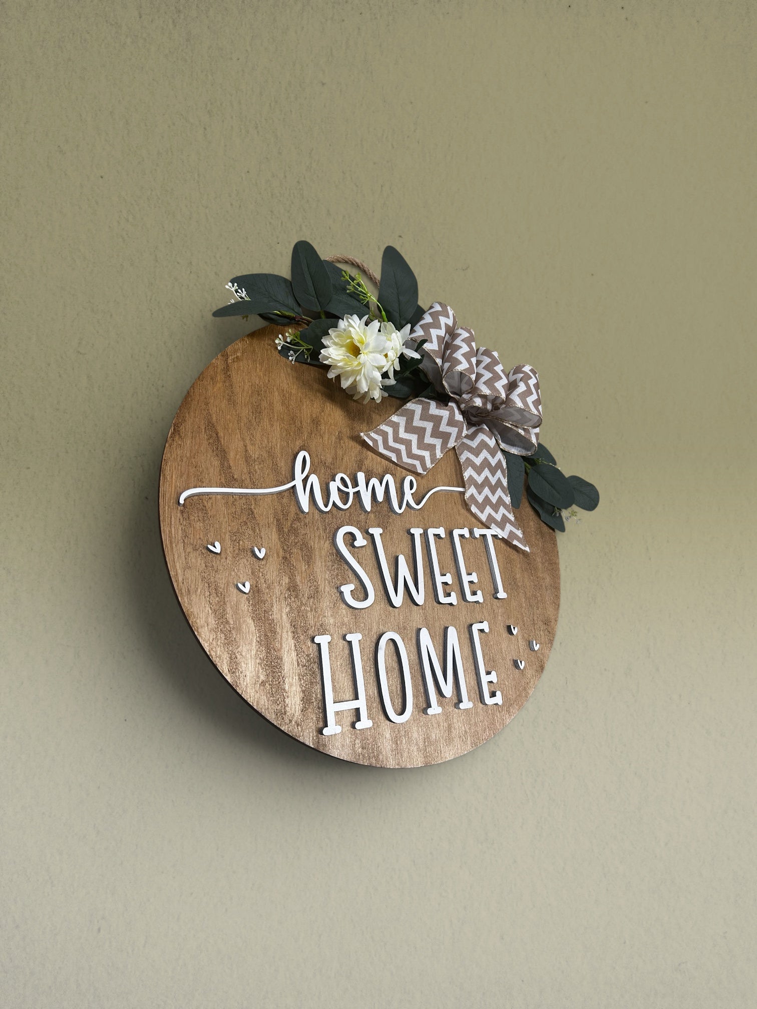 Home Sweet Home Round Wood Door Hanger