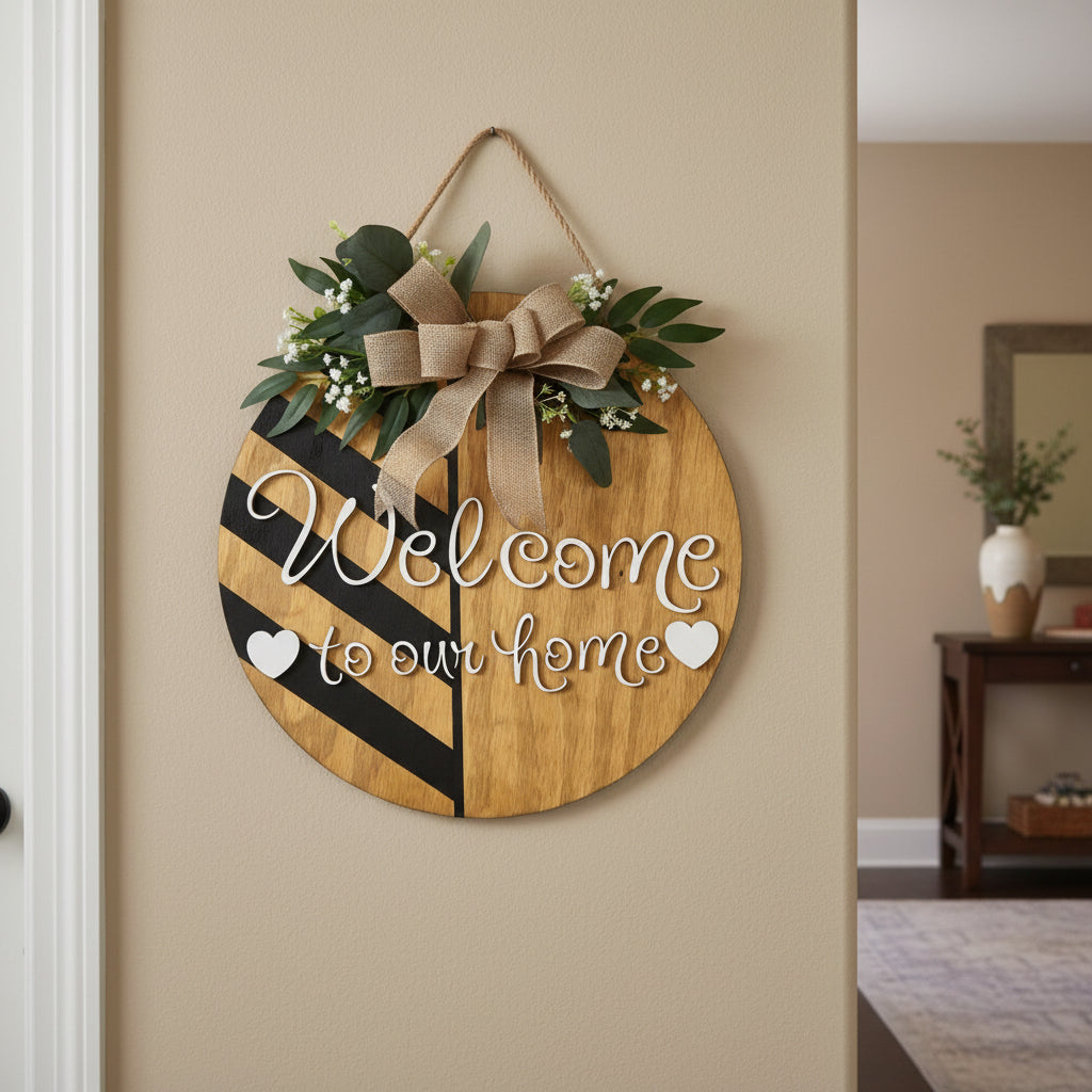 Welcome to Our Home Door Hanger – 16x16"