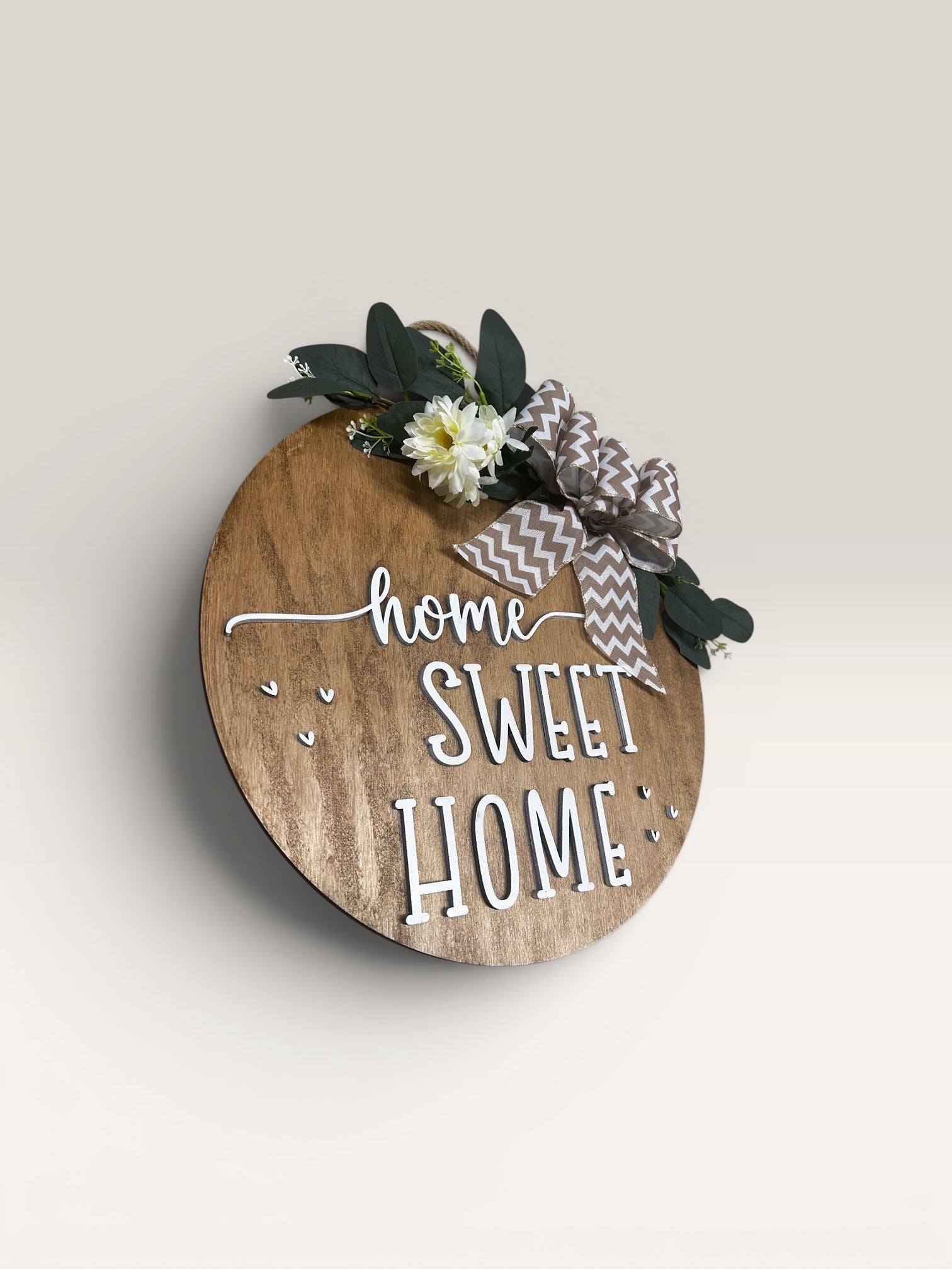 Home Sweet Home Round Wood Door Hanger