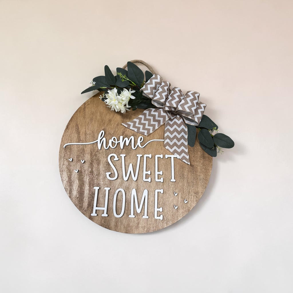 Home Sweet Home Round Wood Door Hanger