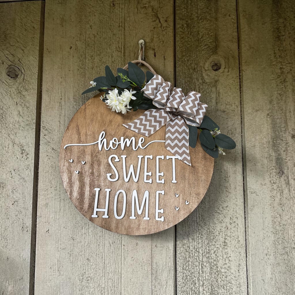 Home Sweet Home Round Wood Door Hanger