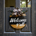 Welcome Y'all Round Wood Door Hanger