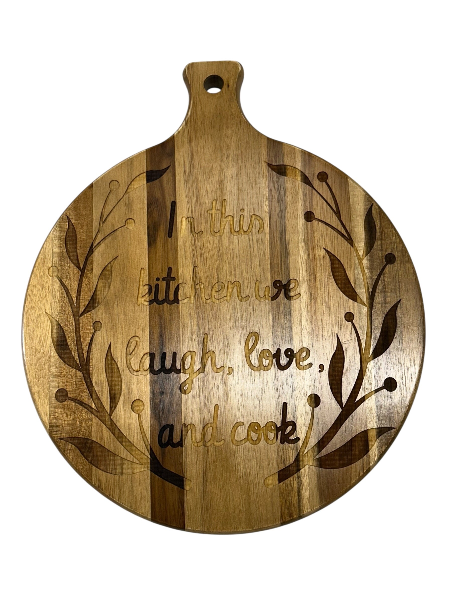 Custom Engraved Acacia Wood Round Cutting Board