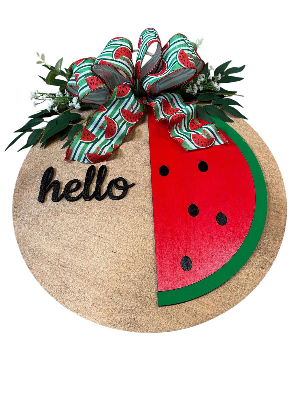 Summer Watermelon Round Wood Door Hanger