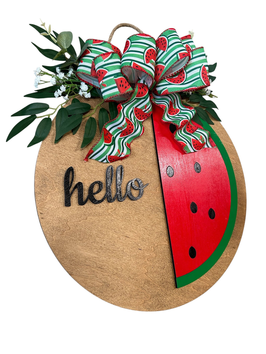 Summer Watermelon Round Wood Door Hanger