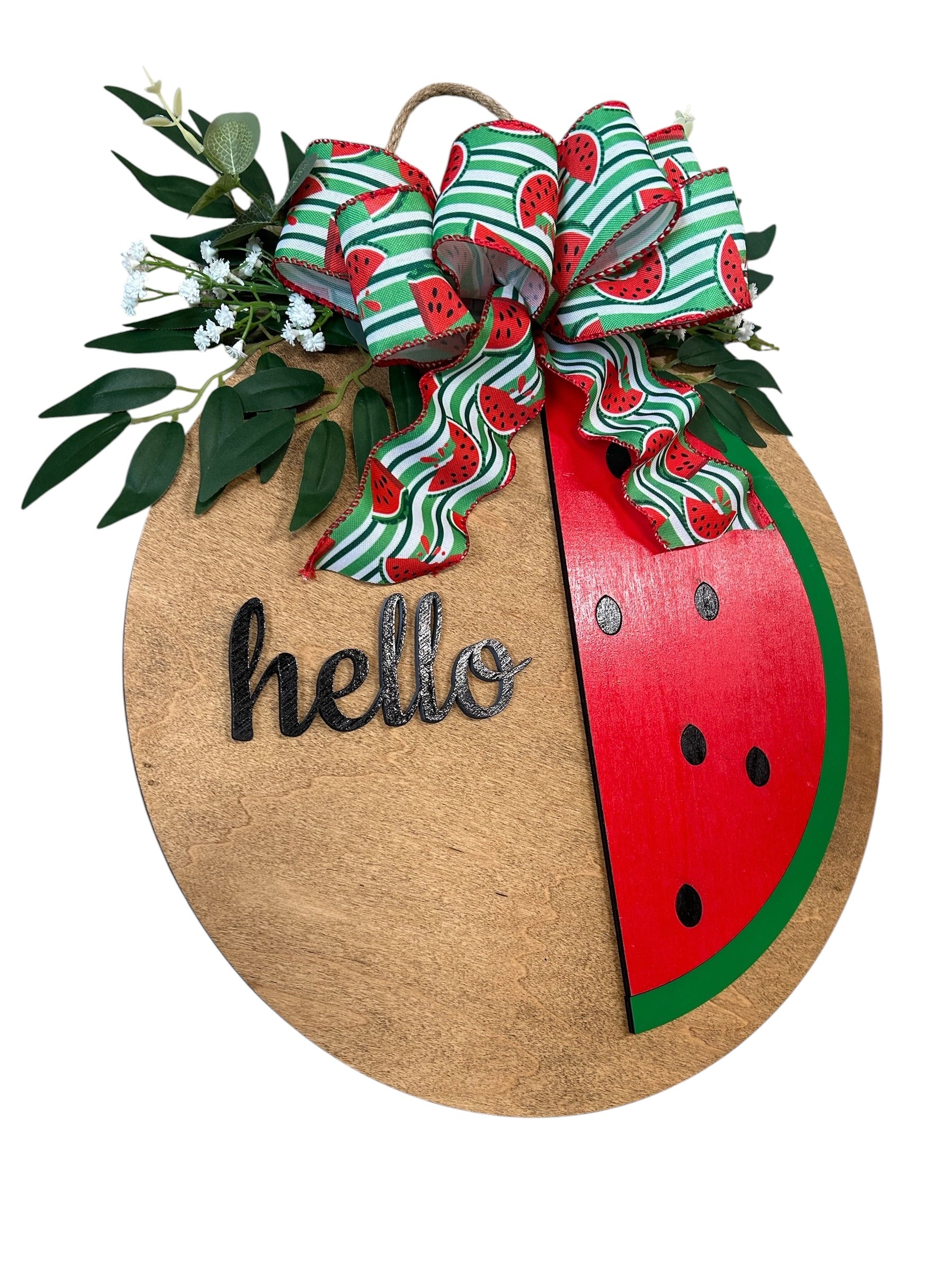 Summer Watermelon Round Wood Door Hanger