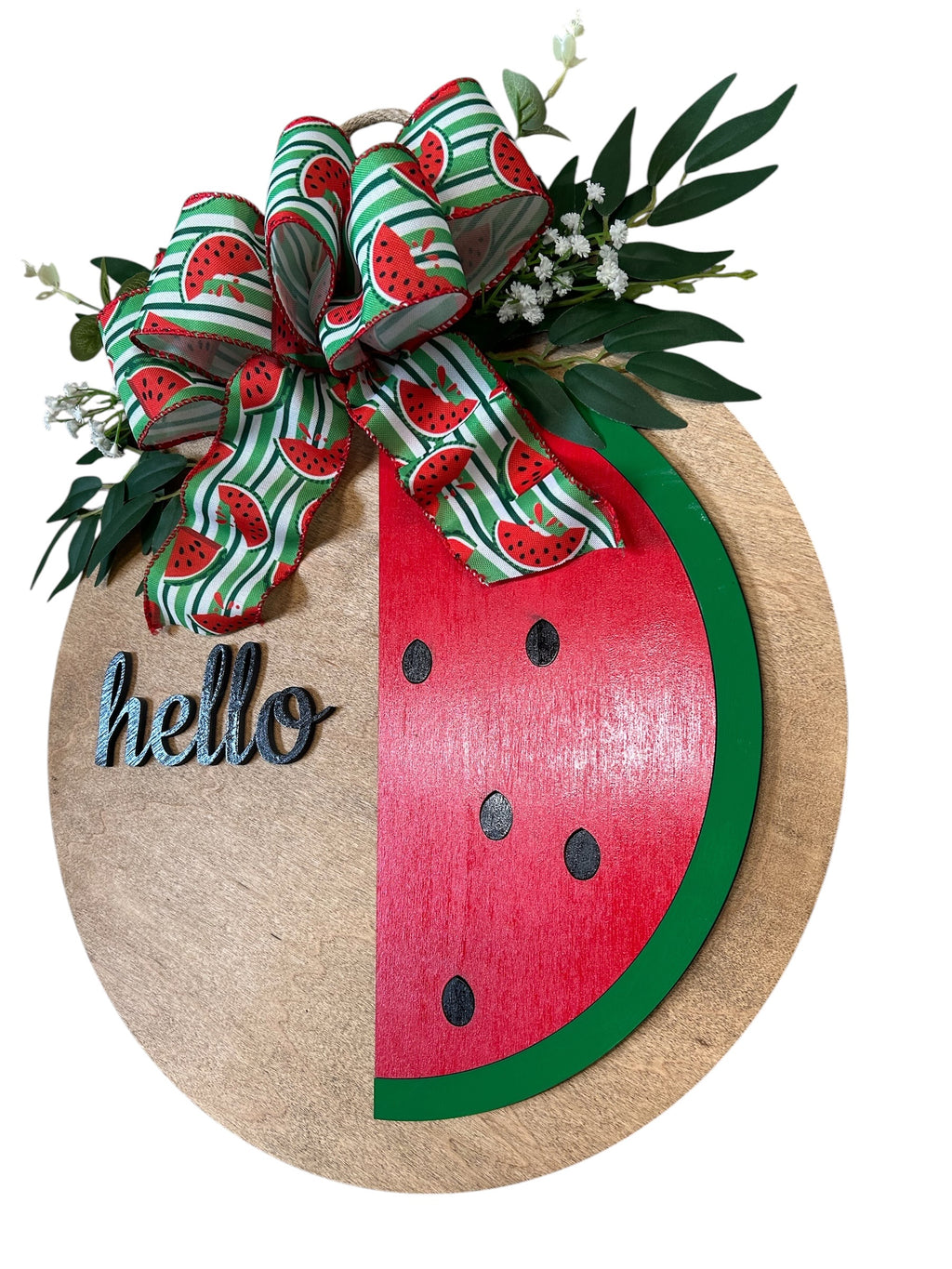 Summer Watermelon Round Wood Door Hanger