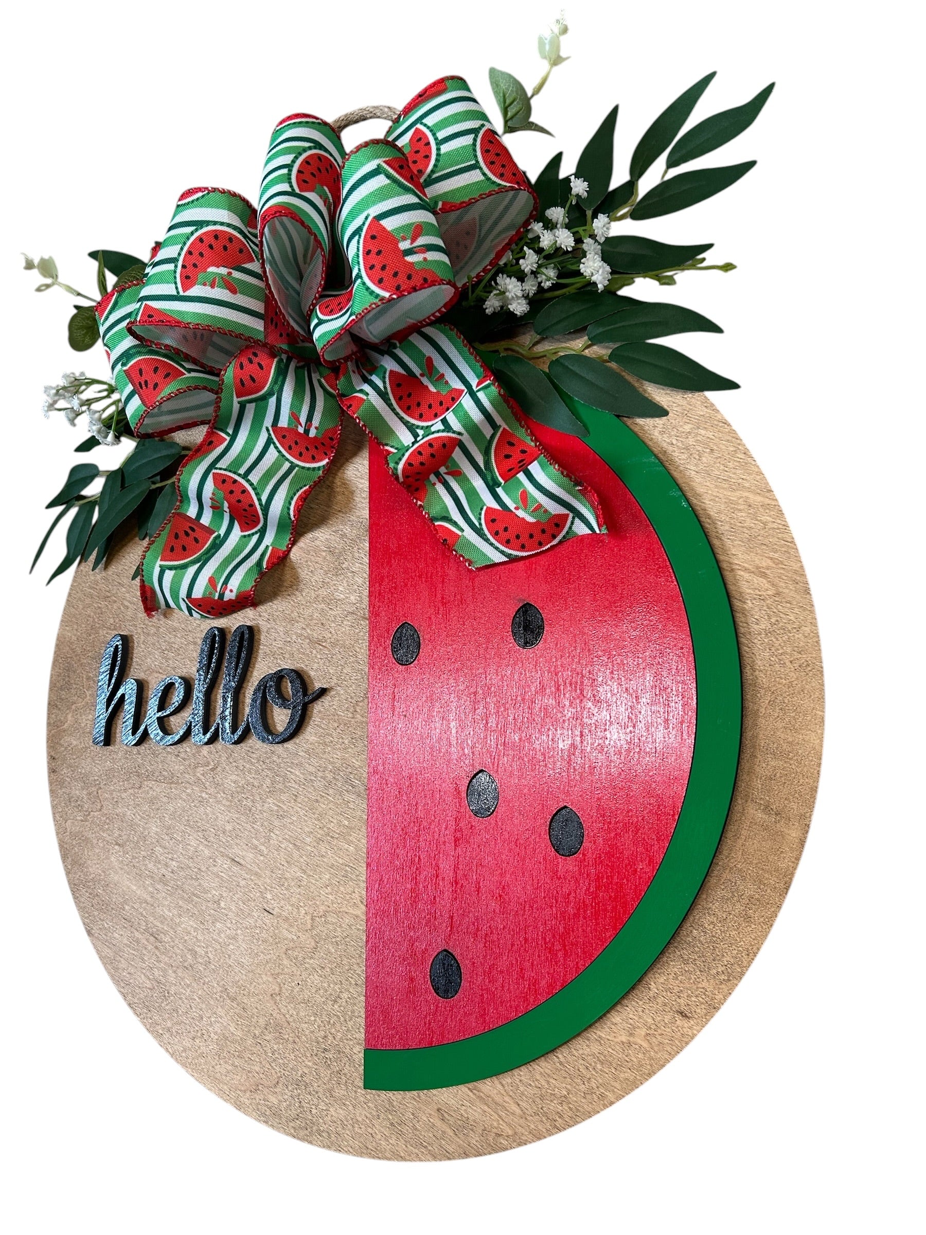 Summer Watermelon Round Wood Door Hanger