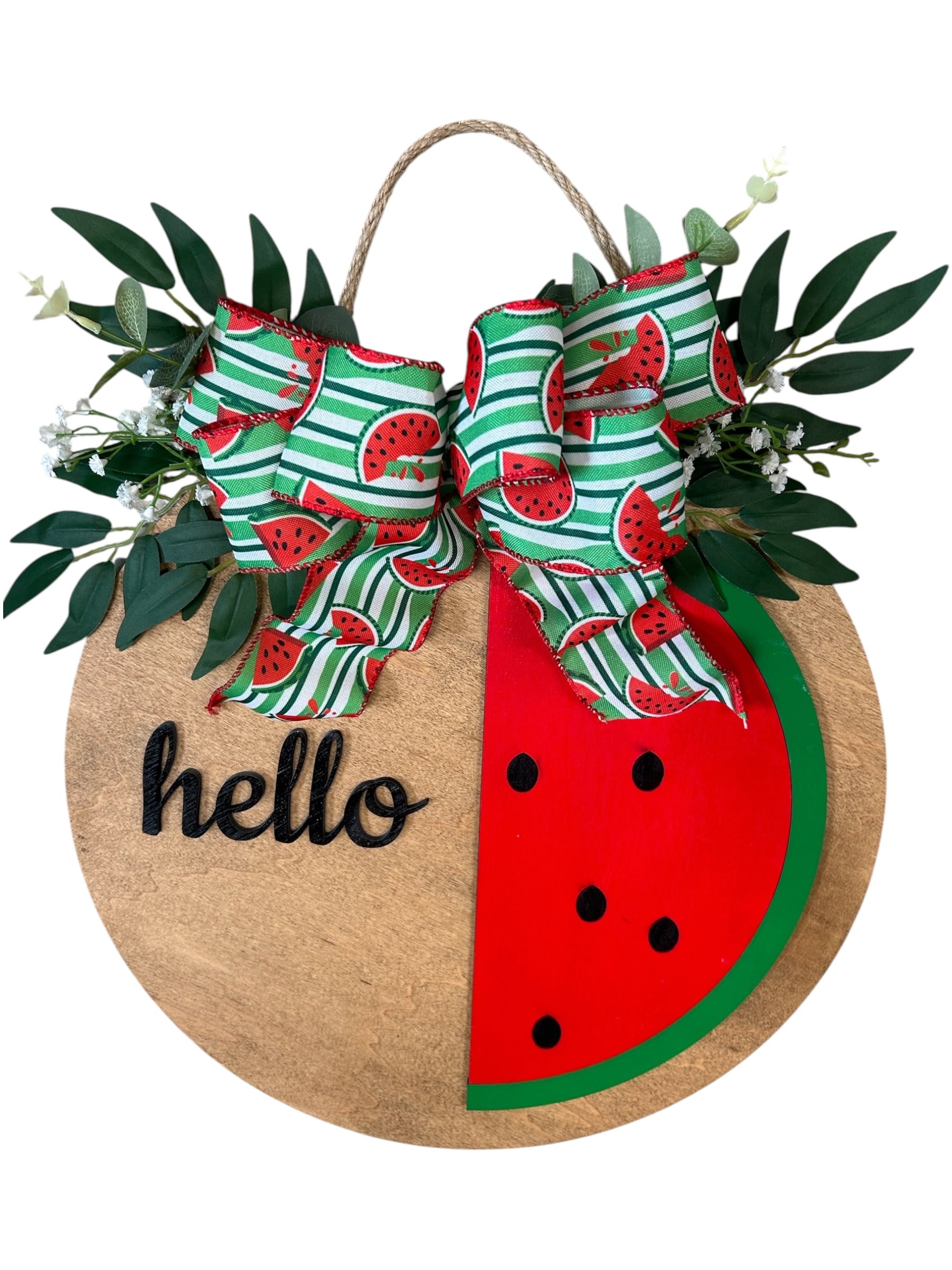 Summer Watermelon Round Wood Door Hanger