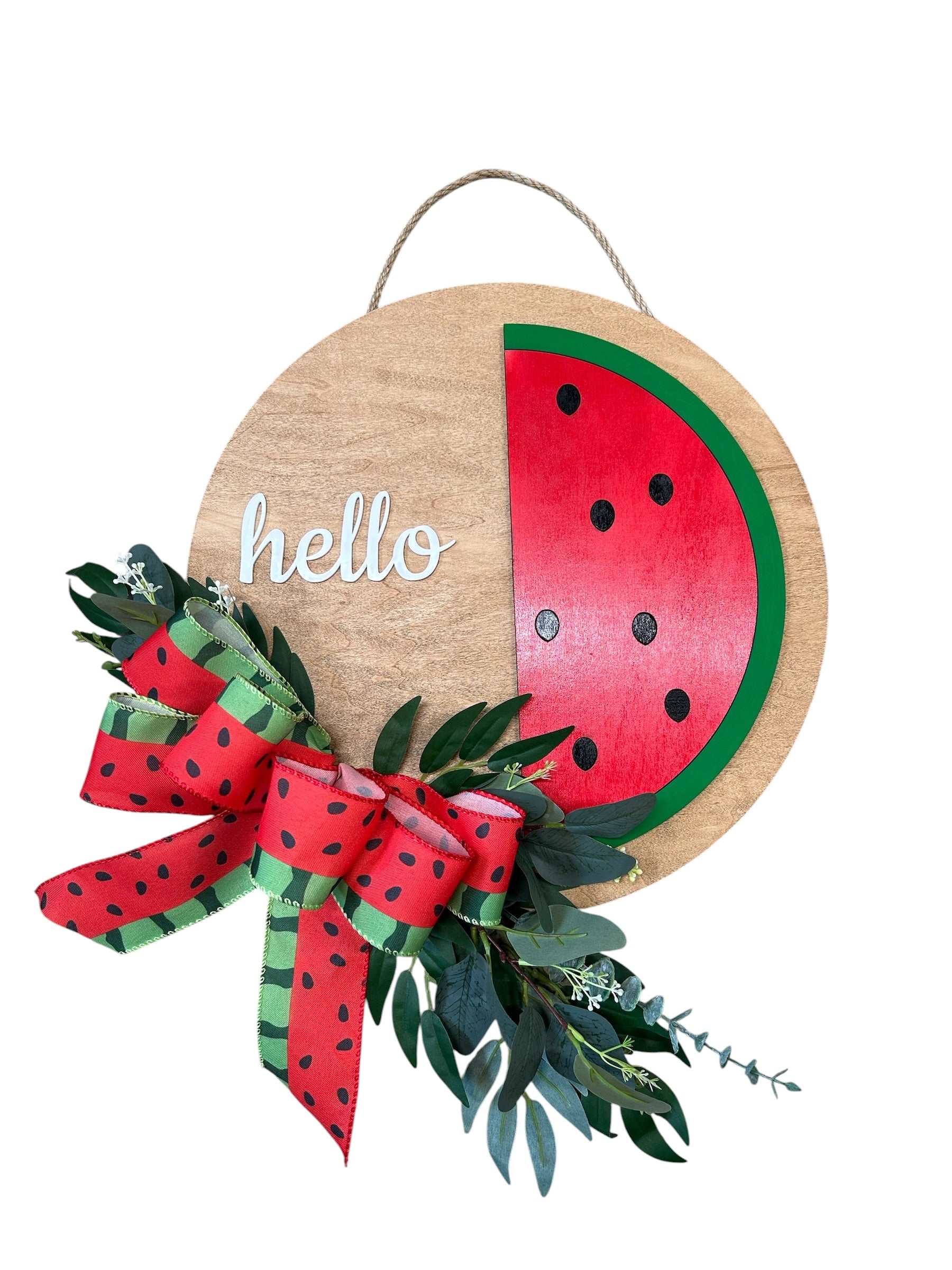 Bold Summer Watermelon Round Wood Door Hanger