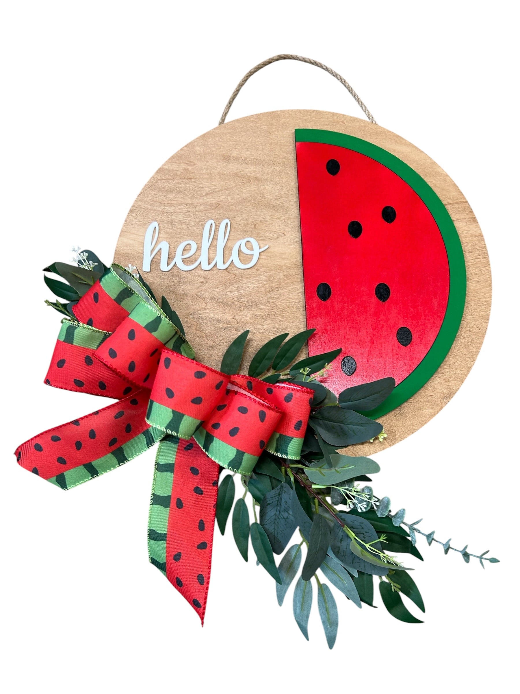 Bold Summer Watermelon Round Wood Door Hanger