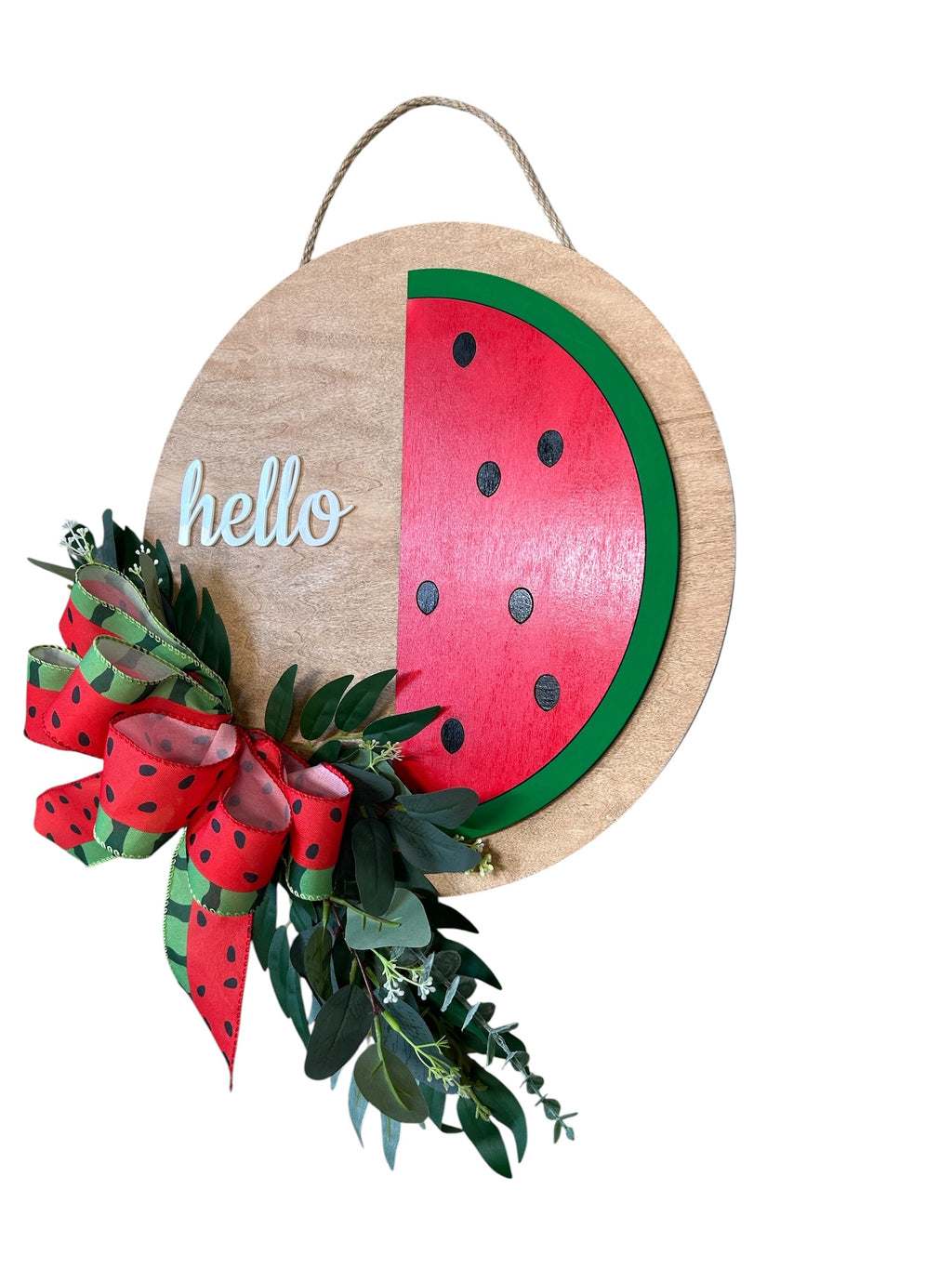 Bold Summer Watermelon Round Wood Door Hanger
