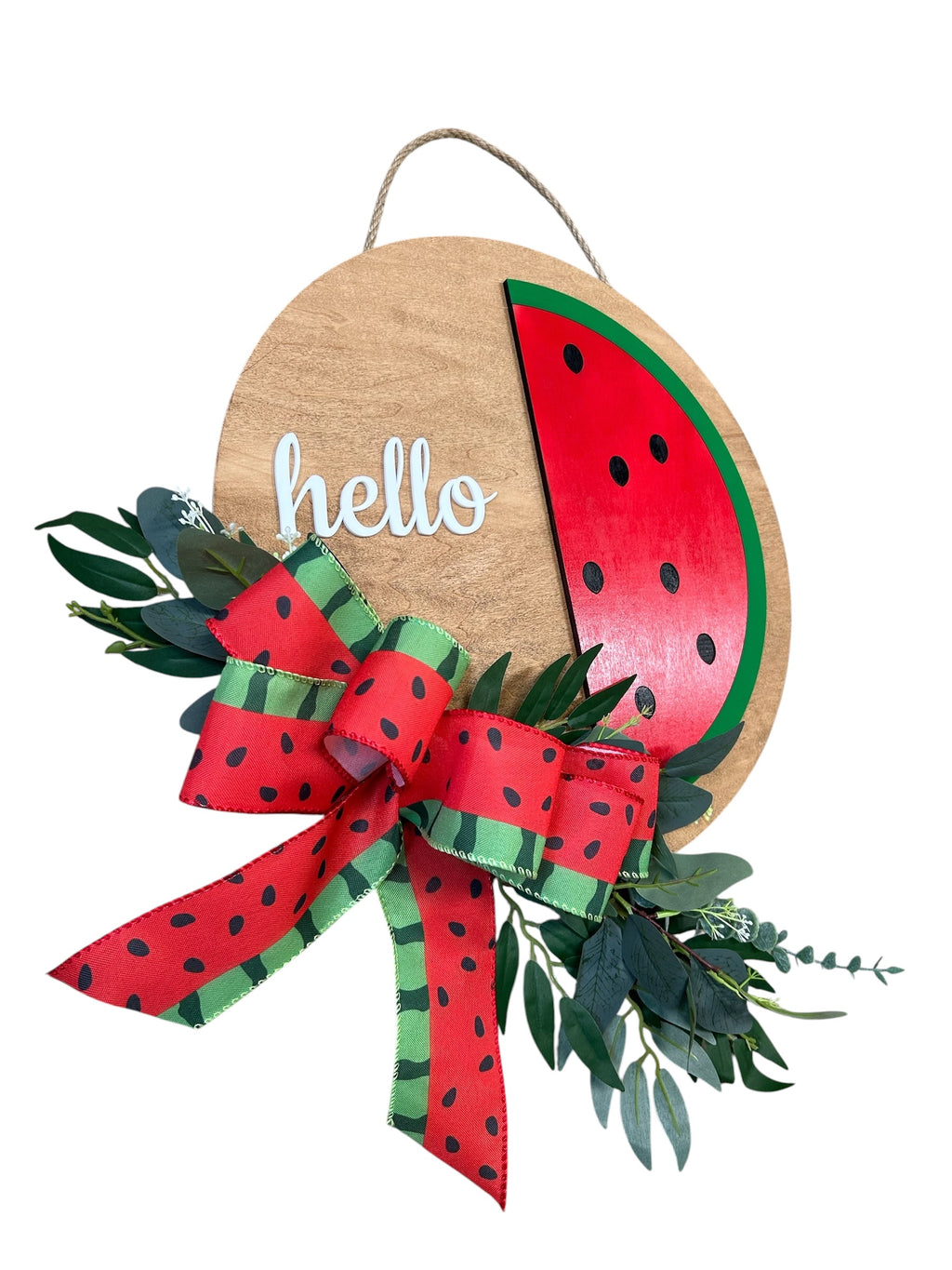 Bold Summer Watermelon Round Wood Door Hanger
