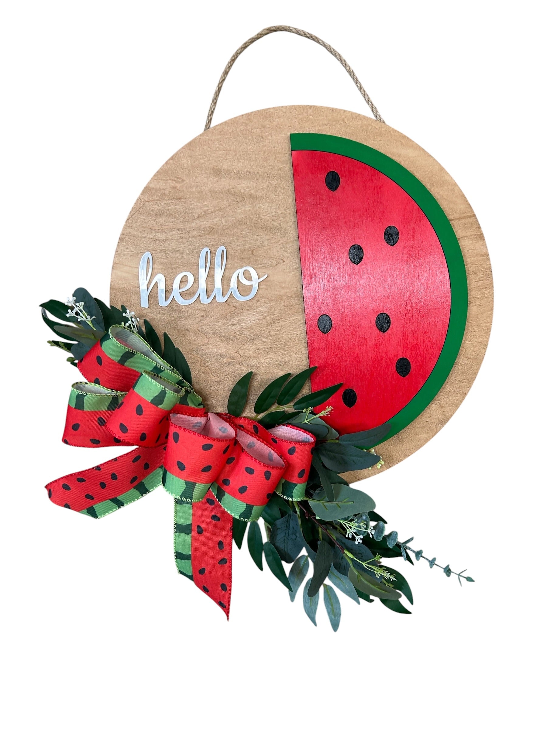 Bold Summer Watermelon Round Wood Door Hanger