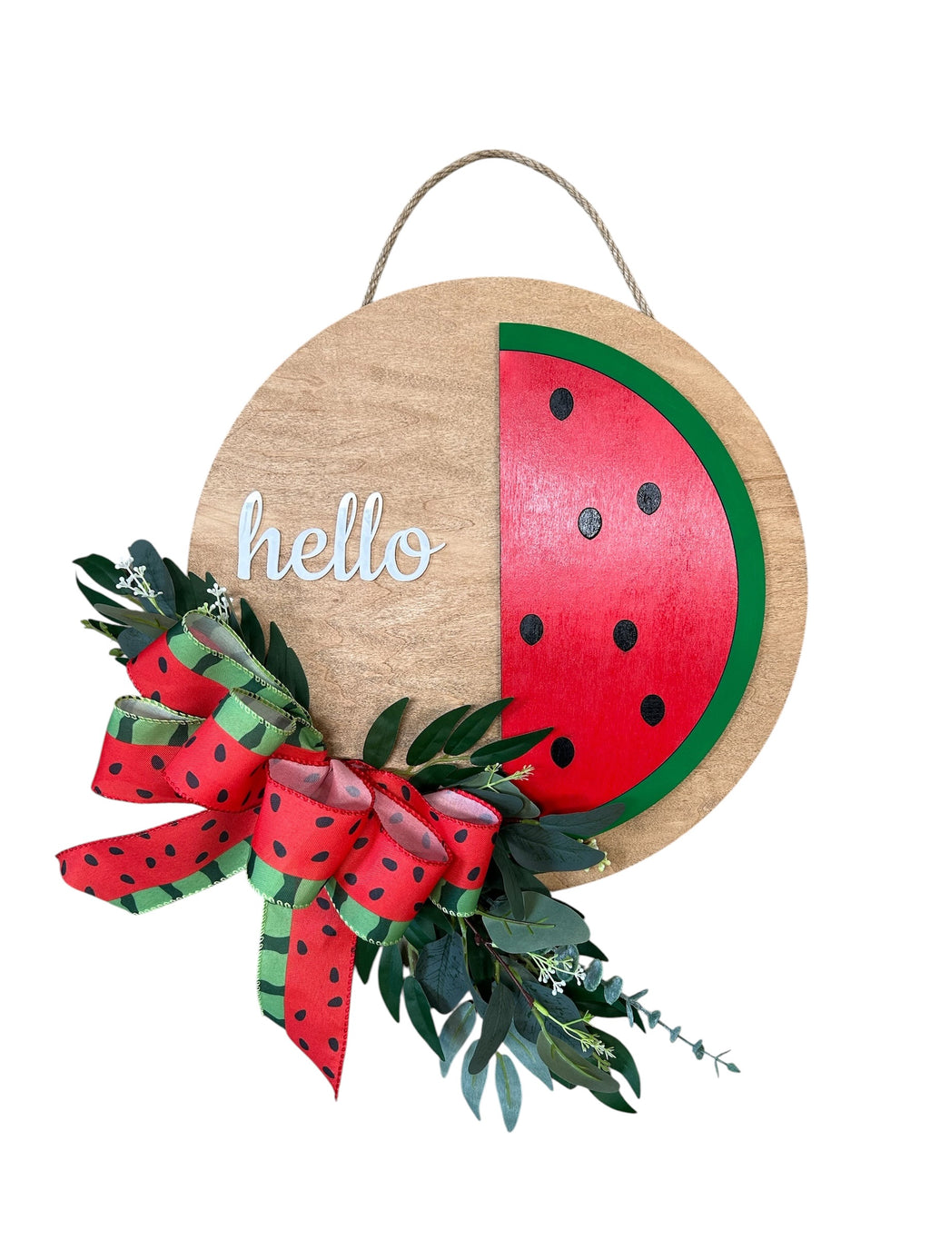 Bold Summer Watermelon Round Wood Door Hanger