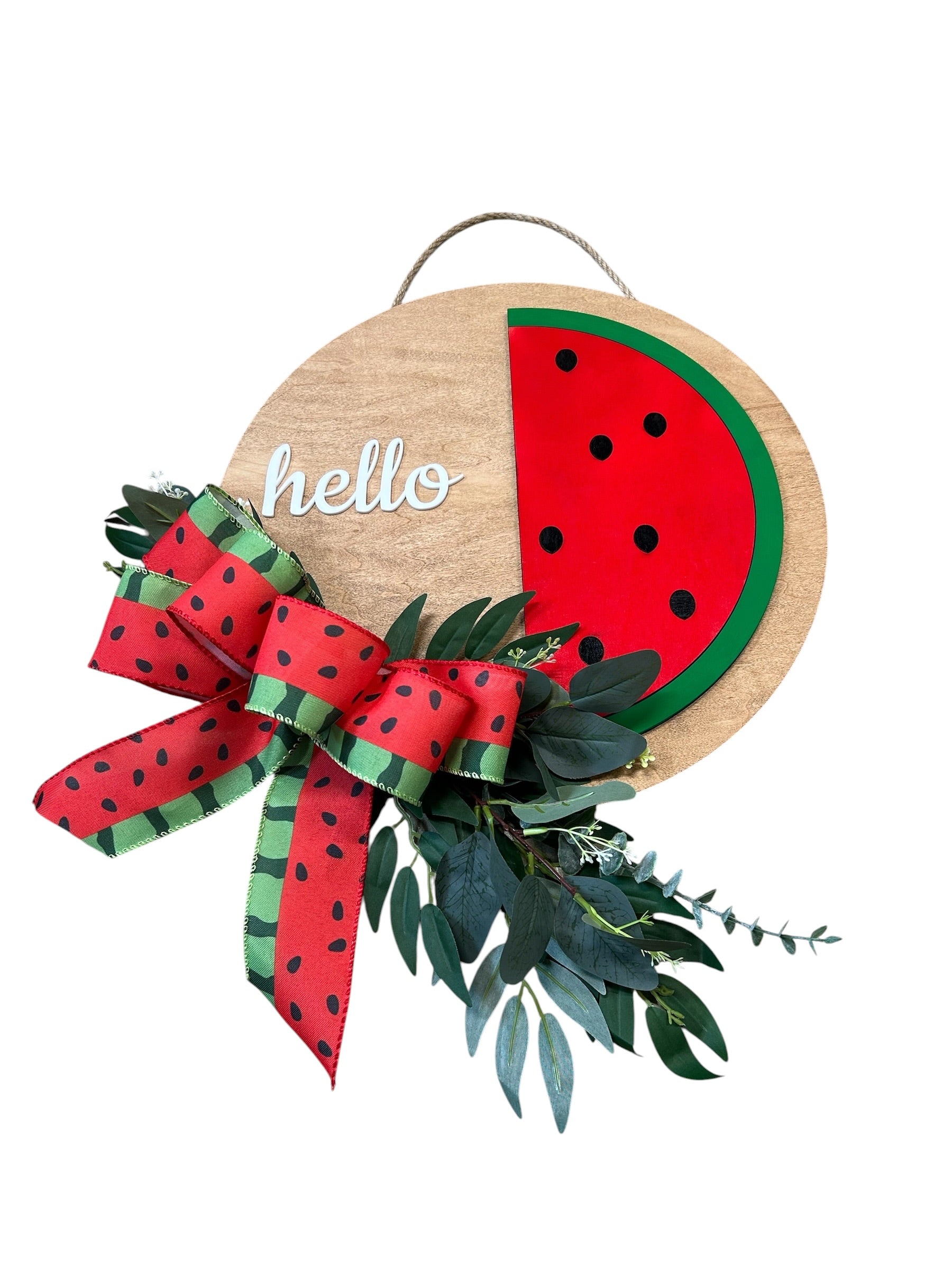 Bold Summer Watermelon Round Wood Door Hanger