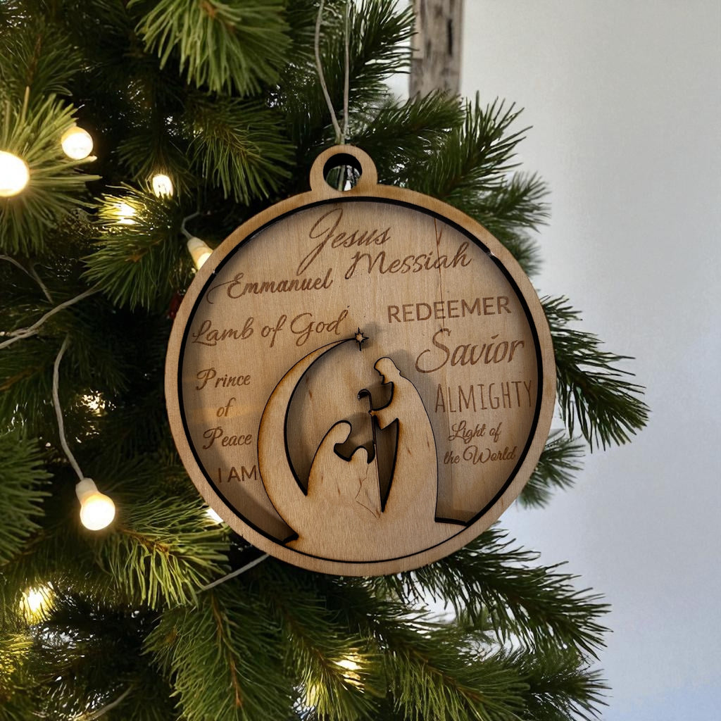 Names of Christ & Holy Family Maple Wood Ornament