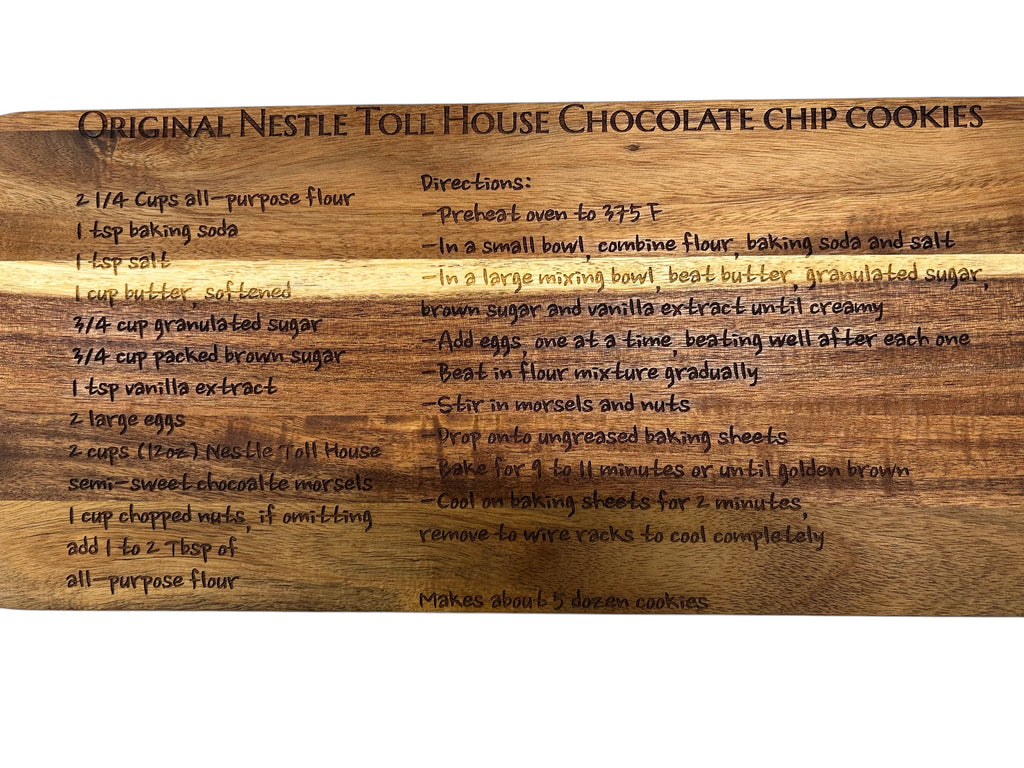 Custom Laser Engraved Acacia Wood Cutting Board 7x20"