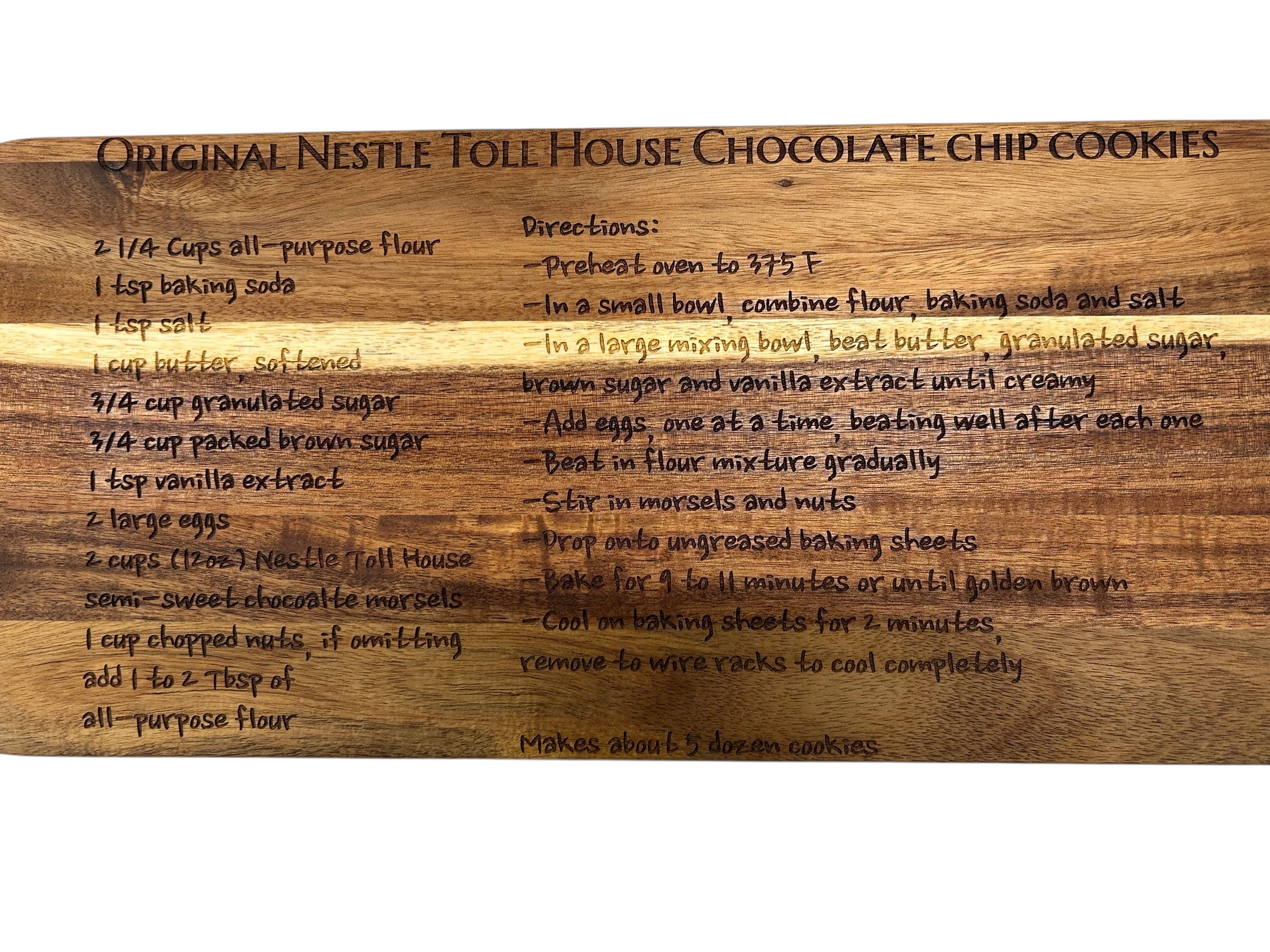 Custom Laser Engraved Acacia Wood Cutting Board 7x20"