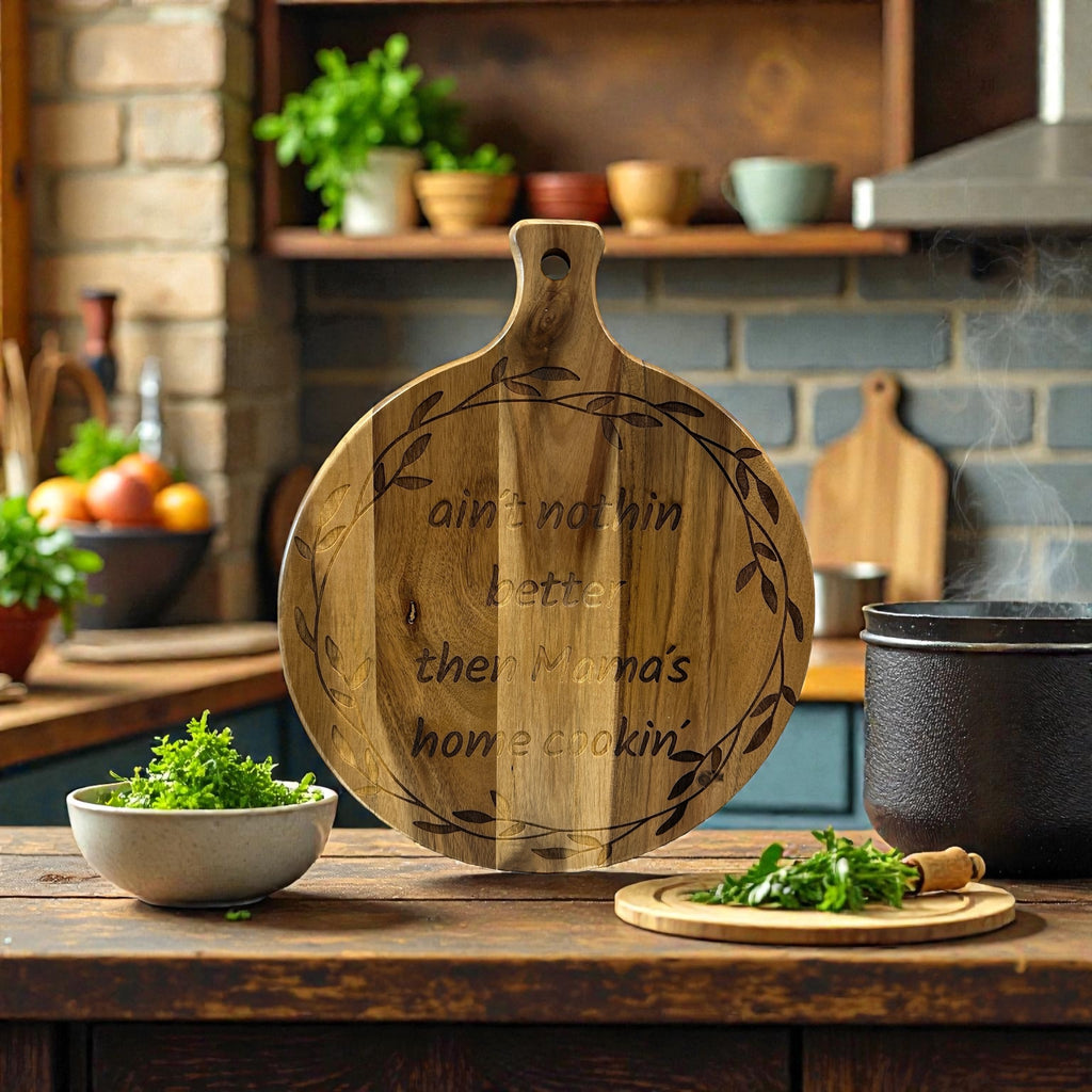 Custom Engraved Acacia Wood Round Cutting Board