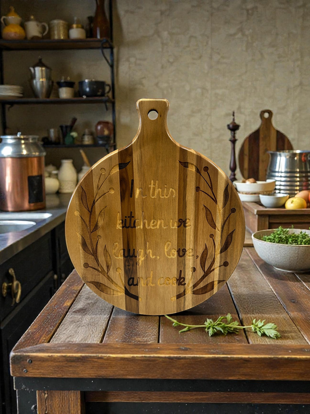 Custom Engraved Acacia Wood Round Cutting Board