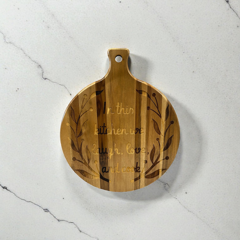 Custom Engraved Acacia Wood Round Cutting Board
