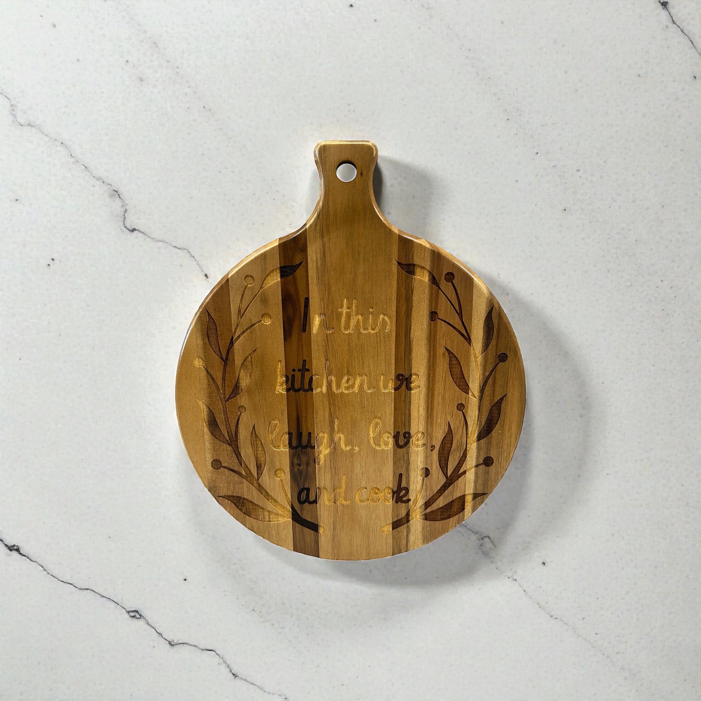 Custom Engraved Acacia Wood Round Cutting Board