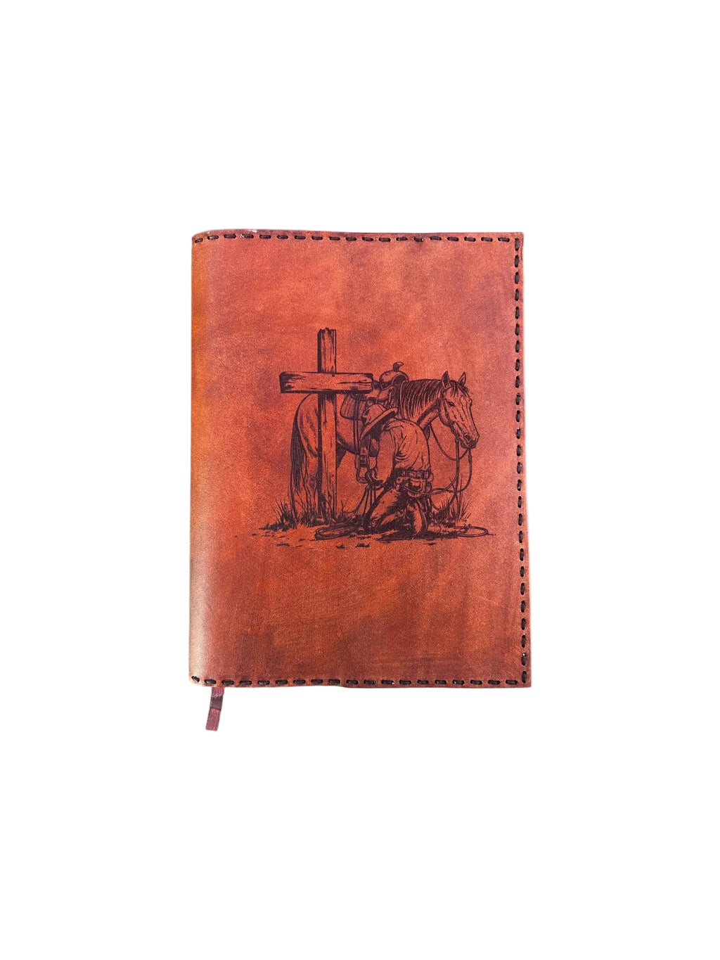 Cowboy Kneeling at the Cross Laser-Engraved Leather Journal