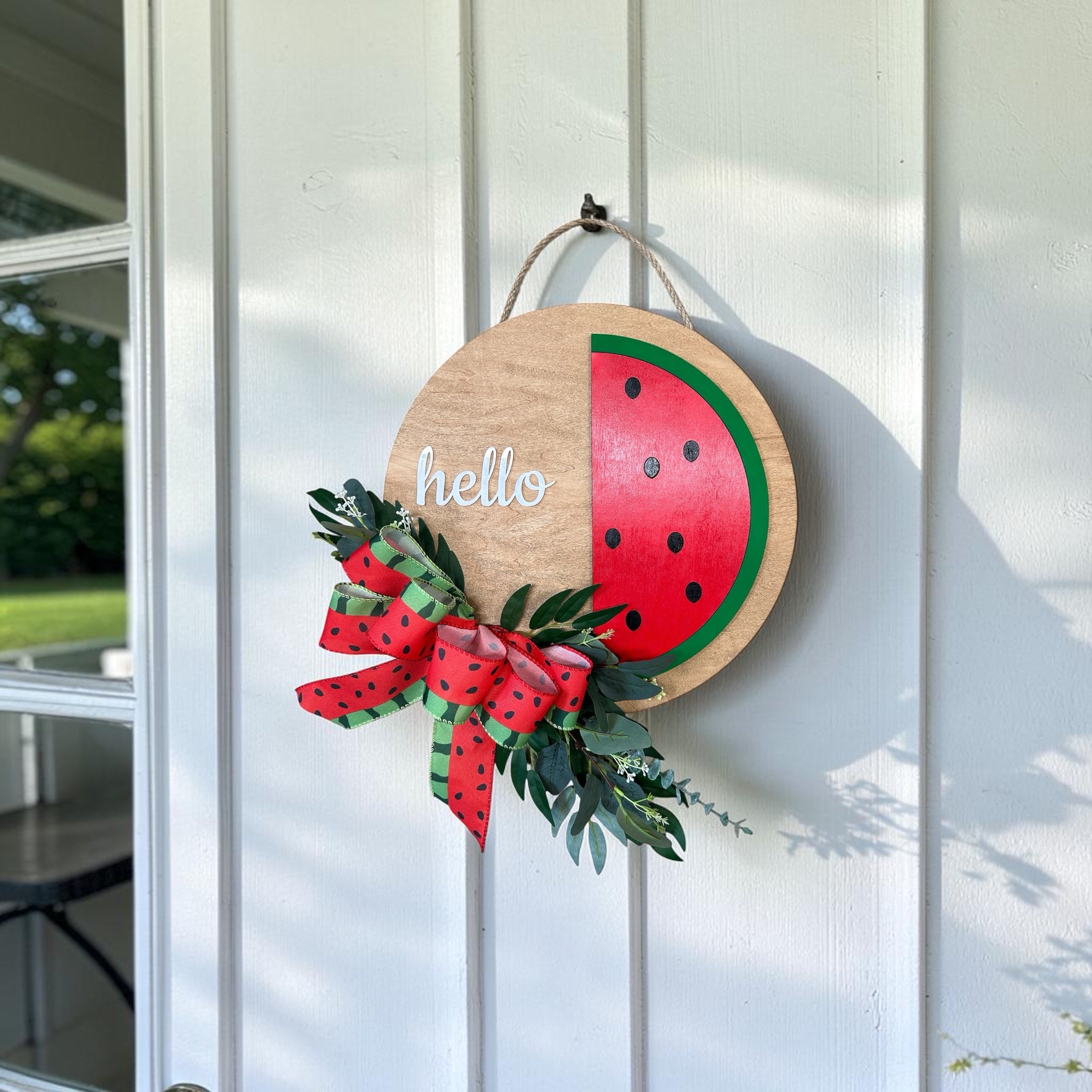 Bold Summer Watermelon Round Wood Door Hanger