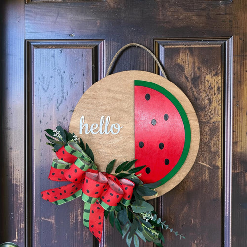 Bold Summer Watermelon Round Wood Door Hanger