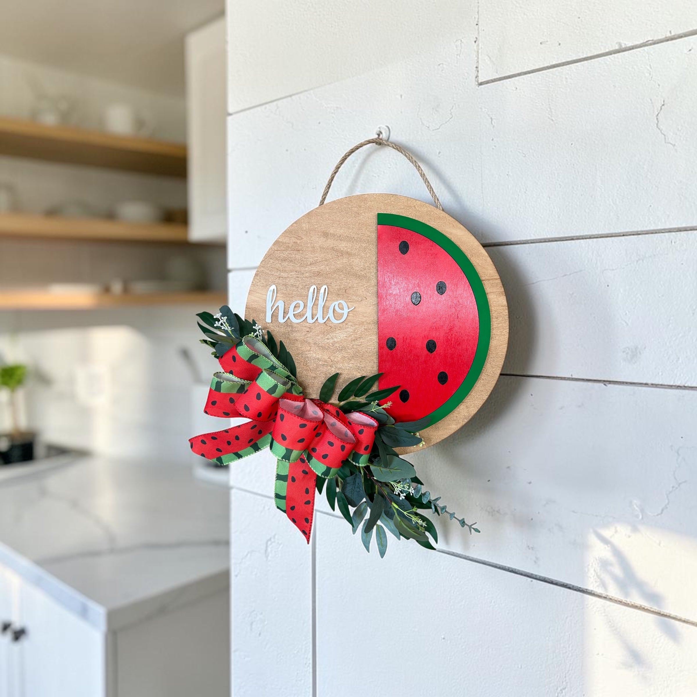 Bold Summer Watermelon Round Wood Door Hanger
