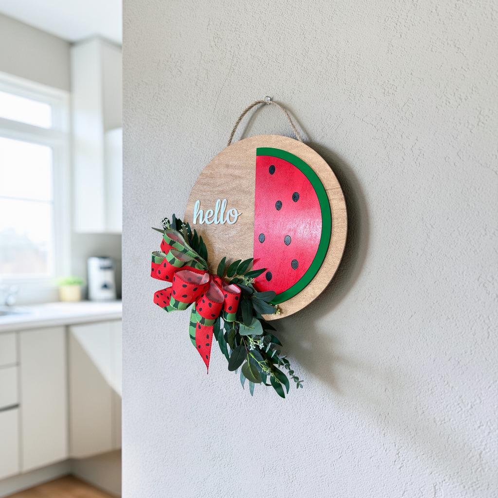 Bold Summer Watermelon Round Wood Door Hanger