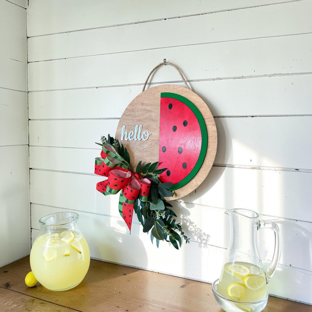Bold Summer Watermelon Round Wood Door Hanger