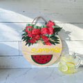 Hello Summer Watermelon Round Wood Door Hanger