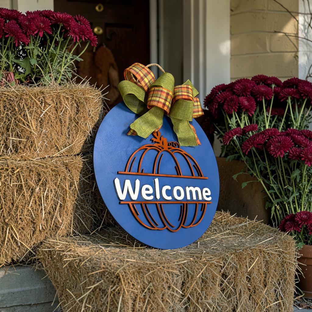 Welcome Fall Pumpkin Door Hanger