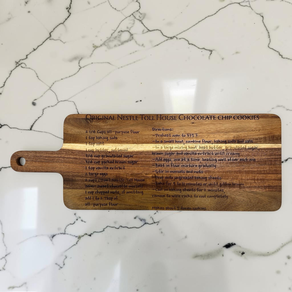 Custom Laser Engraved Acacia Wood Cutting Board 7x20"