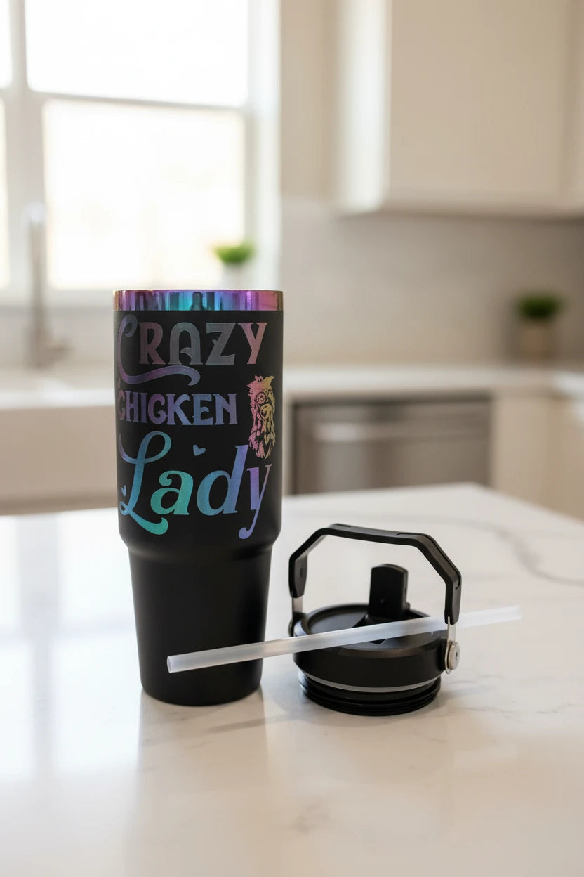 30oz Rainbow Plated Tumbler – Laser Engravable