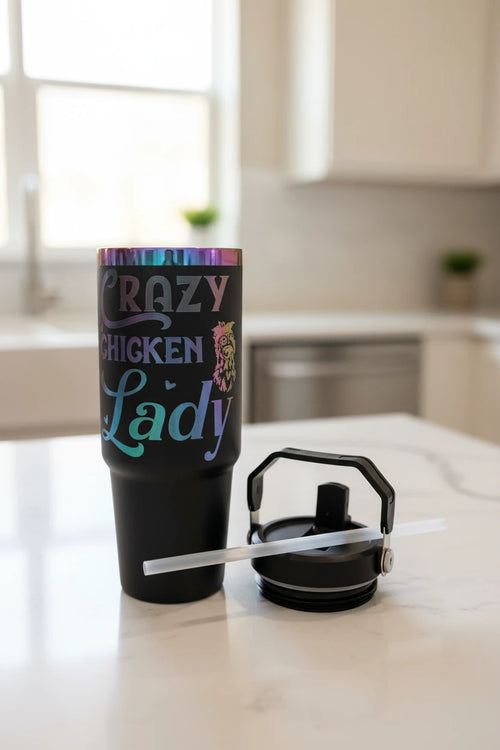 30oz Rainbow Plated Tumbler – Laser Engravable