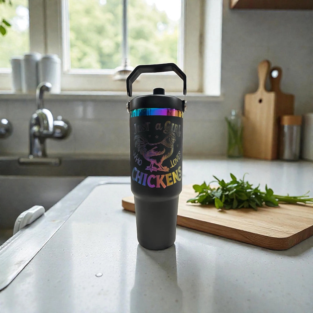 30oz Rainbow Plated Tumbler – Laser Engravable