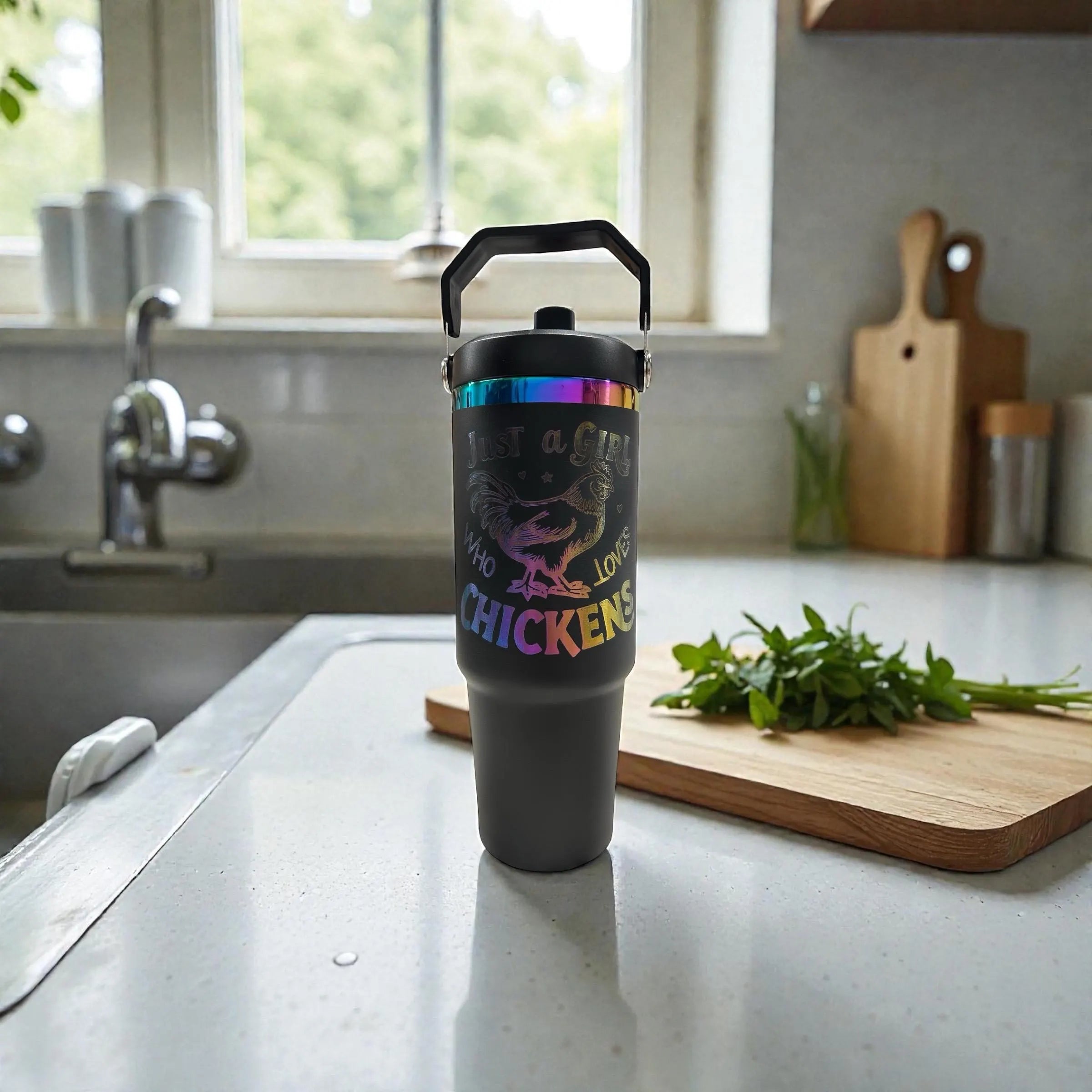 30oz Rainbow Plated Tumbler – Laser Engravable