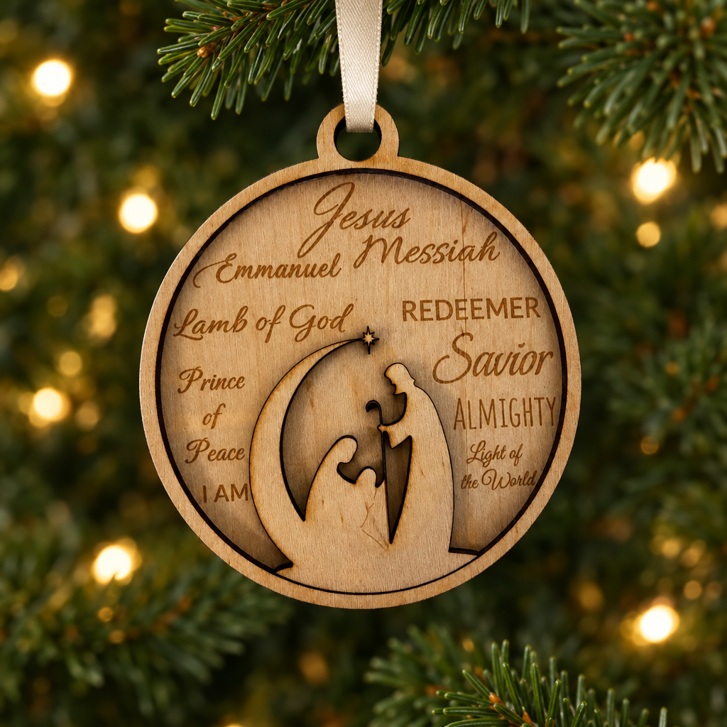 Names of Christ & Holy Family Maple Wood Ornament