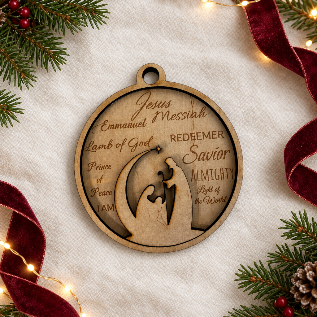Names of Christ & Holy Family Maple Wood Ornament