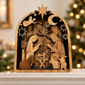 Layered Wooden Nativity Scene